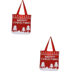 COHEALI 2 Stück Weihnachts-Stricktasche Einkaufstasche Weihnachtsstrumpffüller Geschenke Leinen-Tragetaschen Bedruckt Wiederverwendbare Einkaufstasche Weihnachts-Tragetasche Große