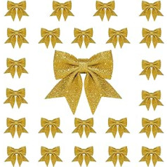 Whaline 12 x Christmas Bows Decorations Wreaths Small Christmas Tree Bow Sequin Bow Tie Christmas Decoration Bows for Home Christmas Party 5.5