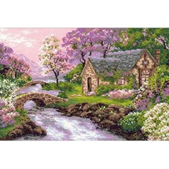 Riolis Stickpackung Cottage am Fluss 1098, gezählter Kreuzstich, Spring View (14 Count)