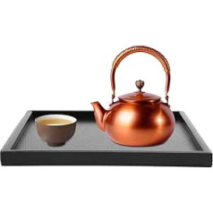 Wooden Tea Tray, Black Rectangle Serving Trays, Coffee Snack Food Meals Plate for Breakfast in Bed, Lunch, Dinner, Patio, Bathroom, Restaurant, Barbecue, Party (30 x 30 cm)