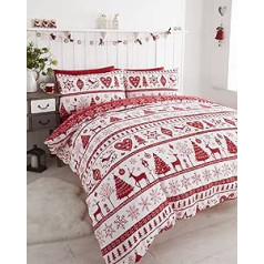 Noel Quilt Bettbezug 2 Kissenbezüge Bettwäsche Bettwäsche Set Weihnachten, rot, Betten