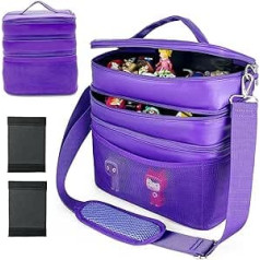 3-Layer Toy Bag Transport Lots of Space for Figures Hearing Figures Tonie Foil Charger Headphones Charger Tigercard Bag for Tigerbox Tonie Toniebox Starter Set (Berry, Leather)