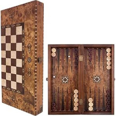 Helena Wood Art, Handmade High Quality Wooden Backgammon Game Tavla, 100% Wood, Deluxe Edition, TricTrac