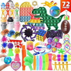 Estationeryhouse 2023 Fidget Pack Fidget Toys Set with Popping Fidget Sensory Toys for Kids and Adults Simple Stress Relief Kit Gift for Kids 72 Pack