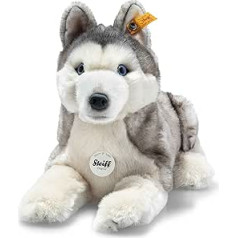 Steiff Bernie Husky 067891 Mīļa rotaļlieta 33 cm pelēka/balta guļus stāvoklī