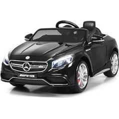 COSTWAY Mercedes Electric Car 12V bērniem no 3 līdz 8 gadiem, tālvadības pults vecākiem 2,4G, vienas pogas starts, skaņa un gaisma, 120 x 70 x 52 cm (melns)