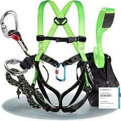 FLG Safetytec Fall Protection Complete Set - 2-Point Harness with 10 m Connecting Device and 2 m Strap Sling for Maximum Safety at Height Work According to EN353 / 361 / 795