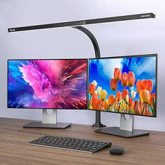 Quntis 80 cm galda lampa LED zoss kakls 24 W nofiksējama galda lampa acu aizsardzība ar skārienvadības automātisko aptumšošanu, monitora lampa, skava Light Mājas birojs ar regulējamu krāsu temperatūras spilgtumu