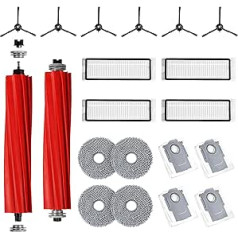 ‎Alloytool 20 daļīgs piederumu komplekts Roborock Q Revo robota sūkšanas stacijai, rezerves daļās ietilpst 2 galvenās sukas, 4 salvetes, 4 HEPA filtri, 6 sānu sukas, 4 putekļu maisiņi (Q Revo melns)