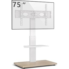 TV statīvs TV grīdas statīvs TV statīvs Rfiver White Wood TV statīvs Grozāmais Augsti grozāms mobilais augstums Regulējams 32-75 collu Smart Plasma izliekts plakans televizors Max 50 kg Vesa 600 x 400 mm