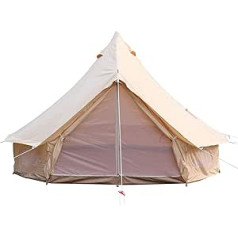 BuoQua 3-6 m Bell Tent Outdoor Glamping Canvas Tent Cotton Teepee Tent for Camping Waterproof for Family Camping Outdoor Hunting for All Seasons