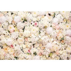 Aoihrraan 3 x 2 m Kāzu ziedu siena fons balti ziedi romantiski ziedi Valentīna dienas fotogrāfija fons līgavas duša Mātes diena meitenes sievietes dzimšanas dienas dekors portrets foto rekvizīti
