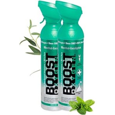 Boost Oxygen Кислородная таблетка для путешествий с 95% кислорода, кислородный баллон 18 л, 2 x 9 л с кислородной маской на более чем 300 ингаляций, мобильный кислородный ингалятор (ментол-эвкалиптовый вкус)