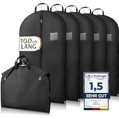 Bruce.® 5 x Premium Garment Bags, 100 x 60 cm, Optimised Material Thickness of 120 GSM, High-Quality Garment Cover for Suit and Dress, Breathable Suit Bag for Travel