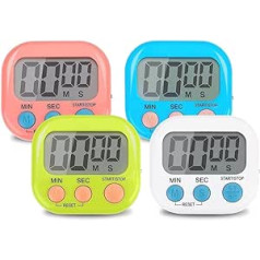 Küchentimer 4 Stück mit Magnet und lustiger Halterung, Timer, Starker Alarm Digitaler Timer für Ei, Studium, Arbeit, Fitnessstudio,