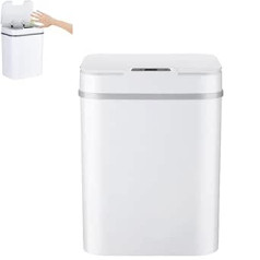 Automatic Rubbish Bin, 12 Litres, Motion Sensor Rubbish Bin, Automatic with Lid, Non-Contact Bin for Kitchen, Bathroom, Bathroom or Office (White)