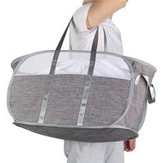 Durable Collapsible Laundry Baskets, Mesh Pop Up Laundry Basket with Side Pocket, Foldable Laundry Basket with Reinforced Carry Handles for Laundry, Bathroom, Nursery, Dorm or Travel, Grey