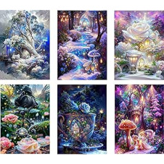 Mupmod 6 Pack Diamond Painting Set, Diamond Painting Pictures DIY Adults Living Room Bedroom Office Entrance Decoration