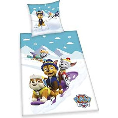 Gultas veļas komplekts Herding Paw Patrol, spilvendrāna 80 x 80 cm, segas pārvalks 135 x 200 cm, ar praktisku pogas aizdari, 100% kokvilna/flanelis