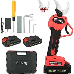 Battery Pruning Shears, 2 Pieces Rechargeable 3000 mAh Battery Tree Lopper, Max 40 mm Cutting Diameter Garden Shears Electric with 24 V Battery Fruit Tree Scissors Suitable for Gardens, Branches,