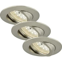 Briloner Leuchten 7209-032 LED Einbauleuchten 3er Set, Einbaustrahler schwenkbar, 230V, kein Trafo notwendig, Einbaulaulampe 5W, silts weiß, flache Einbautiefe 3cm, energiesparend, rund, matt-nic