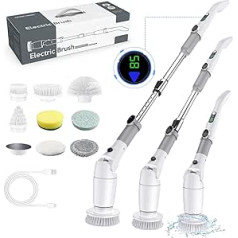Electric Cleaning Brush, Electric Spin Scrubber with 8 Interchangeable Brush Heads and Adjustable Extension Handle, Electric Brush for Cleaning for Bathroom, Kitchen, Car, Tiles, Wall