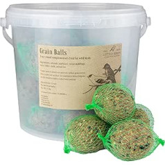 Bird Food - Fat Balls Made of Natural Raw Materials - Oil Seeds, Grain Flour, Nuts, Sunflower Seeds - Bird Food for Wild Birds - No Preservatives - 100% Natural - 3 kg 30 x 90 g Net