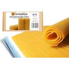 100% Pure Beeswax Sheets (Pack of 18 - 19.5 x 39.5 cm) 1.4 kg, Zander Centre Walls, Candle Making and Crafts, 18 Beeswax Sheets Made of Natural Beeswax