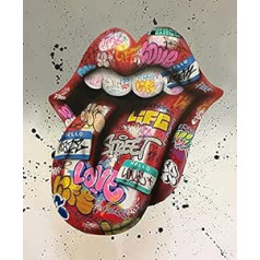 Tucocoo Paint by Numbers Kits for Adults Kids - Lip Graffiti Stick Out Tongue - DIY Oil Painting Digital on Canvas Wall Art Decoration Gift 16x20 Inch