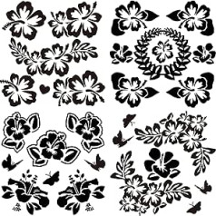 GORGECRAFT 4 Styles Hawaiian Hibiscus Flower Car Sticker Black Butterfly Laser Car Sticker Sun Protection Pet Self-Adhesive Car Accessories Car Exterior Decoration for SUV