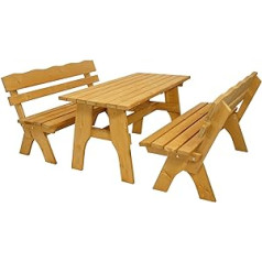 DEGAMO Freital Garden Set 150 cm 3-Piece 2x Bench 3-Seater and 1x Table 70 x 150 cm Pine Impregnated