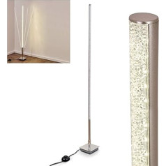 LED metāla grīdas lampas sloksne no matēta niķeļa, regulējama grīdas lampa ar mirdzuma efektu, 1 x 7,8 vati, 900 lūmeni, gaiša krāsa 3000 kelvini (silti balts), stāvlampa ar vadu ar kājas slēdzi