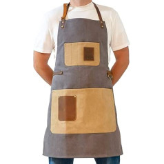BBQ Butler BBQ Grill Apron - Adjustable Canvas Cooking Apron - Leather Accents