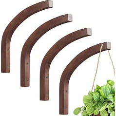 4 Pieces Wooden Plant Hooks for Hanging Plants, Wall Hooks, Plant Hooks, Wall Mounted Plant Hangers, Hooks for Indoor Outdoor Lanterns, Bird Feeders (Coffee Color)