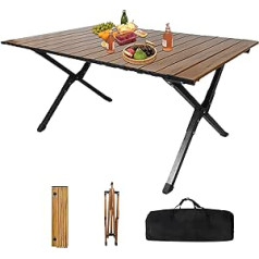 Issimober kempinga galds saliekamais estakādes galds, viegls alumīnija kempinga galds, saliekams pārnēsājams piknika galds ar somu 4-6 personām dārza āra grilēšanai