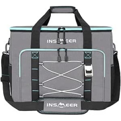 INSMEER Kühltasche Gross 55L, 80 kannas Kühltasche Faltbar Isolierte Tasche, Auslaufsicher zusammenklappbar mit Flaschenöffner XXL Picknicktasche Kühlbox für Camping, Strand, Picknick, Grau