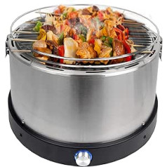 Syntrox Germany Zibens ātrs zemu dūmu ogļu grils ar maisu, galda bārbekjū, BBQ grils, nerūsējošais tērauds, BG-100-Inox-Big