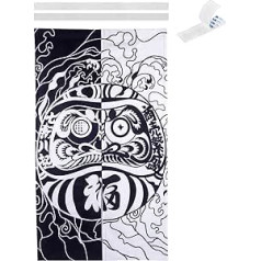 CoolChange japāņu Daruma durvju aizkars 85 x 150 cm auduma durvis Noren melns/balts