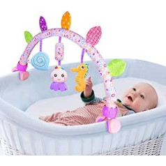 caterbee Travel Arch Bassinet rotaļlieta zīdaiņiem un maziem bērniem, ratiņi un ratiņi, aktivitāšu rotaļlieta attīstībai iekštelpās un ārā (okeāna)