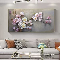 Sarah Duke 5D dimanta glezna XXL attēlu komplekts Vintage Flower Liela dimanta glezna Izšuvums Magnolija Pilna attēla audekls Attēli Glezniecība Roku darbs pieaugušajiem (100 x 50 cm)