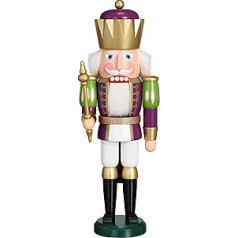 Seiffen folk art Nutcracker King ekskluzīva 40 cm augsta figūra izgatavota no koka Oriģināla Erzgebirge art balts-zelts-violeta