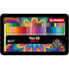 Augstākās kvalitātes šķiedru pildspalva — STABILO pildspalva 68 — ARTY — kārba no 66 — dažādas krāsas