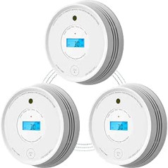 Networkable Combined Smoke and Carbon Monoxide Detector, AEGISLINK Smoke Detector Networked, 2-in-1 CO Detector with Removable Battery and 250 m Transmission Range, SC-RF220, Set of 3