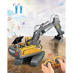 Trulloyoo Remote Controlled Excavator RC Digger Toy for Children Sand Digger Metal Remote Controlled 680° Rotation Light Sound Gifts for Boys from 6 7 8 9 10 11 12 Years Christmas Birthday