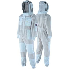 BEEKEEPING XPERT Three-Layer Ultra Ventilated Beekeeping Suit for Men and Women with Fencing Veil, Professional Puncture Proof Beekeeping Suit, High-Quality White Polycotton Bee Protection Suit