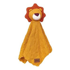 SIGIKID 39631 Trikotāžas mīksta sega Lion Knitted Love Mīksta kokvilnas trikotāžas miega palīglīdzeklis un mierinātājs zīdaiņiem un bērniem no 0-36 mēnešiem, dzeltens, 40 x 40 x 8 cm