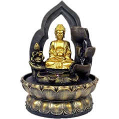 30 cm Buddha Table Waterfall Fountain Fengshui Meditation Relaxing Indoor Decoration Waterfall Kit with Circular Water Flow for Home, Office, Bedroom Decoration (Gold)