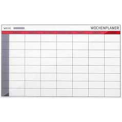 Bi-Office Glass nedēļas plānotājs | P x A 78 x 48 cm | Sarkans, Balts, Pelēks | Holiday Planner Grid Board Info Board Plānošanas padomes darbinieki