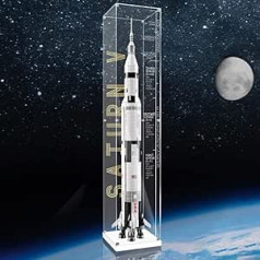 APRILA akrila displeja futrālis Lego 92176 NASA Apollo Saturn V kosmosa raķetei, putekļu necaurlaidīgs displejs, caurspīdīgs displejs, glabāšanas kaste modeļu kolekcionējamiem priekšmetiem (tikai displeja futrālis)