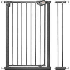 UBRAVOO Baby Gate durvīm un kāpnēm, augstums 100 cm, drošības mājdzīvnieku vārti, spriegojuma veids, automātiska aizvēršana, augsta stila, trīskārša bloķēšana, atvērta (platums: 85-94 cm)